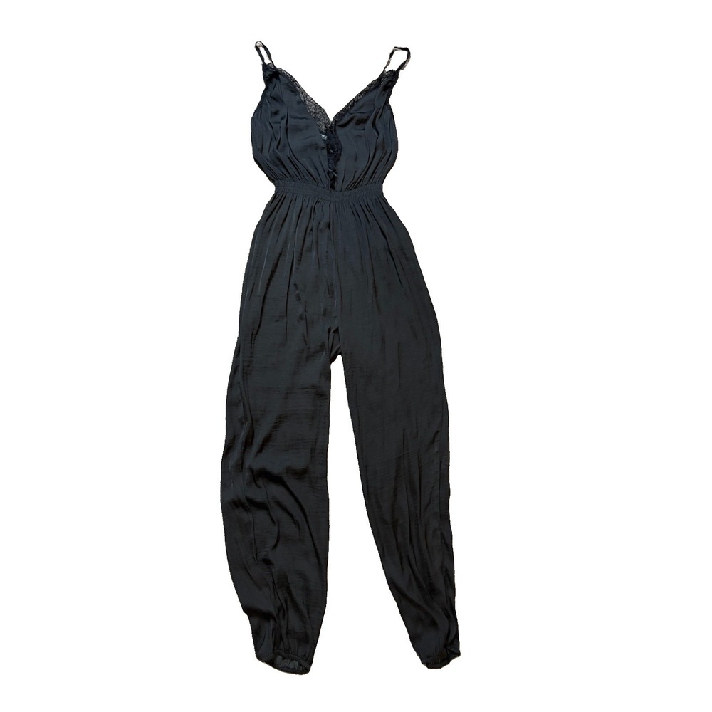 Kimchi Blue Lace V Neck Spaghetti Strap Jumpsuit Womens Small Nightingale Black